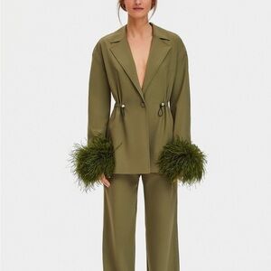 Sleeper Feather Blazer‎ Girl With Pearl Button Jacket Sz S